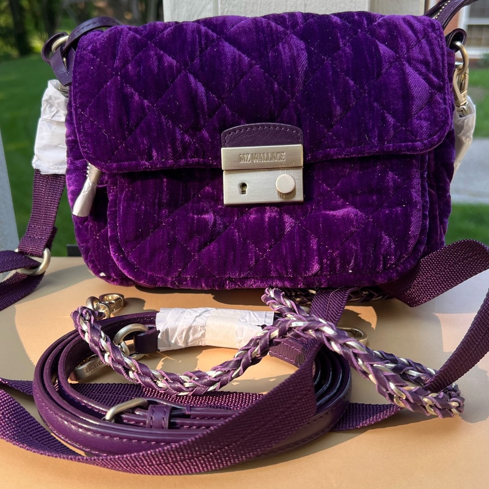MZ Wallace Velvet Small Crosby Lock bag in Amethyst